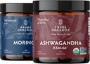 TRIBE ORGANICS Endurance Duo: Organic KSM- 66 Ashwagandha + Organic Moringa - Veganské kapsle - 2 měsíce Dodávka - Mozková funkce, Focus, Mood Podpora, Energie a síla