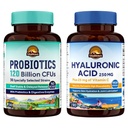 Vitalitown Gut- Skin Bundle (Balení po 2) CUR 124; Probiotika 120 miliard CFU (bod 1) a hyaluronová kyselina (bod 2) CUR 124; 30 + 90 tobolek