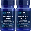 Life Extension Melatonin IR / XR, 1, 5 mg, immediate-and Extended-Release Formule pro optimální podporu spánku, Zdravé cirkadian Rhynms, Cellular Defense, Gluten- Free, Non- GMO, 2 X 60 Kapsle