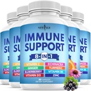 8 v 1 Imunitní podpora Booster doplněk s Echinacea, Vitamin C a zink 50mg, Vitamin D 5000 IU, Kurkumin a zázvor, B6, Bezinky (8 v 1 Kapsle (Balení 5))