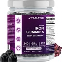 Vitamatic Iron 65 mg Gummies Dodatek pro ženy a muže - 240 Vegan Gummies - Velký Ochutnávání Železné Gummy Vitamíny s vitamínem C