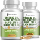 JB Wellness Oregano Oil, Česnek Extrakt, Olive Leaf, s Astragalus - Imunitní podpora a dietní doplněk zdraví pro ženy a muže - 120 Počet