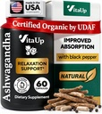 Ashwagandha Kapsle 1310mg s Black Pepper - USA Made Ashwagandha doplňky pro relaxační podporu, normální kognitivní funkce a vyrovnané energetické hladiny - 60 Caps