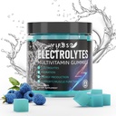 Electrolytes Gummies No Sugar, 120 Chewable Electrolyte Gummies s 6 Electrolytes pro Runners a Endurance Sports, Refreshing Blue Raspberry, Hydration Electrolyte Chews, 1 Pack