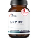 Designy pro zdraví L 5-MTHF - Quatrefolární L Methylfolát dodatek 5mg (8500 DFE) - Methylovaný folát dodatek pro ženy a muže - Podporuje methylaci - Non- GMO, gluten zdarma (60 Kapsle)