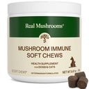 Real Houba Imunní Pet Chews - Pro denní trávicí a imunitní zdraví - Houby pro psy a kočky Funkční Treat - Houbový dodatek pro psy a kočky - 1 až 4 Žvýkačky pro všechny Breeds & Sizes (60 Počet)
