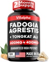 Ultra koncentrovaná 86,000mg Fadogia Agrestis Tongkat Ali Blend - 200: 1 Tongkat Ali + 10: 1 Fadogia Agrestis + Bioperin - Maximální síla míchání pro atletickou výkonnost a svalovou hmotnost - 120 V- Caps