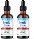 LIQUIDHEALTH USDA Organic Ionic Zinek High Potency Drops - Stopa Minerální tekutý vitamín dodatek pro dospělé, děti - imunitní a stravitelná podpora, kůže a zranění zdraví - USA Made, Vegan, Non- GMO (2 Pack)
