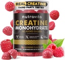 Nutravita Creatine Monohydrát Žvýkačky pro muže a ženy - 5g Creatine Monohydrát na servírování - Bez cukru, Vegan, Malina Flavor, 120 Počet