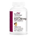 Bariatrická výhoda Žvýkací Železo 29 mg - pro bariatrické chirurgie Pacienti - Železo s vitamínem C - Bez chuti železa - Ferrous Fumarate & Carbonyl Železný dodatek - Vášeň Ovoce - 180 Počet