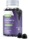 Viteey Sambucus Elderberry Gummies pro dospělé - Elderberry Vitamin C a Zinek Imunity Gummies - Vegan, Gluten- Free - 60 Počet