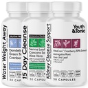 Celkové tělo čištění Detox pro ženy a muže, aby flush ven Zbytkový odpad & Nadměrná hmotnost vody 124; Colon Ledviny Nutriční Tract & Fluid Loss Support 124; Diuretické pilulky pro břicho Bloat & Otok cítit lehčí
