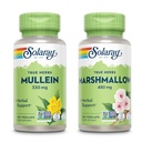 SOLARAY Mullein Leaf 330 mg a Marshmallow Root 480 mg - Wellness Bundle - Herbs High in Mucilage Soluble Fiber for Soothing Support - Vegan, Non- GMO, Laboratorní ověřené, 60- denní záruka, 200 / 100 VegCaps