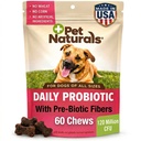Pet Naturals Daily Probiotic pro psy, 120M CFU - Pre a Probiotika pro psy stravitelné zdraví, Gut zdraví, imunitní podpora, Průjem, Alergie a svědění - 60 Žvýkání, Kachní Flavor