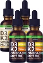 NUSAVA Neochucené D3 K2 kapalné kapky a vanilkové ochucené D3 K2 tekuté kapky Bundle - Potentní tekuté vitaminy pro srdce, kloub, kosti, svalovina, a imunitní podpora - Non- GMO, gluten- Free, 2pk Každý
