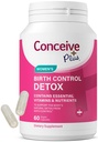 CONCEIVE PLUS Detox Control Detox Dodatek - Prenatální vitamíny nejlepší pro ženy - Podpora Hormonální bilance a ovariální zdraví - Základní pro ženy snaží početí - Dietní doplňky - 60 Kapsle