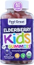 USDA Organic Elderberry Gummies pro děti 124; Imunitní podpora Elderberry se zinkem a vitamínem C - Gluten zdarma & Vegan Dětské vitamíny - 60 Počet 124; Sambucus Nigra Dodatek