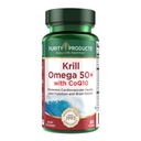 Krill Omega 50 Plus w / CoQ10 z produktů čistoty - 1300mg Krill Oil and Fish Oil Blend - 100mg CoQ10 - 500mg Natural Astaxanthin - Podpora pro kloub, zdraví mozku a další - 60 Mini Softgels