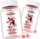 Vitamin ADK + B12 Gummies doplňky: Vitamin D3 K2 (MK-7) s B12 pro muže Žvýkací Vegan Multivitamin Podpora Kostní mozek Imunitní Oko Srdce Cukr Volný Raspberry Ochucené 2 Balení
