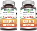 Amazing applicas Bromelain 500 Mg Tablety dodatek 124; Non- GMO creditor 124; gluten zdarma creditor 124; Made in USA (120 hrabě 124; 2 balení)