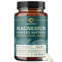 Triple Magnesium Softgels CLAS124; Citrát, Malate, & Oxide CLAS124; Vysoce absorbovatelné doplněk hořčíku pro stravení, klid, nohy křeče, & Podpora spánku CLAS124; 300mg Complex CLAS124; Snadno polykat měkké gely CLAS124; 60 Počet