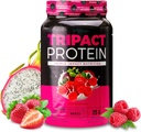 Nutrology TRIPACT Protein Powder - 7- in-1 Strava Náhradní Shake s travnatým syrovátkovým práškem, Pea, Rýže, Zelená pro svalovou obnovu a imunitu, Superberry Flavor, 40 Doručování