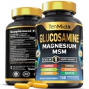 Glucosamine MSM dodatek pro muže a ženy - 11in1 Formule - Kombinace s hořčíkem, turmeric, Boswellia, Quercetin, Burdock Kořen, a více 124; Podpora společné & mobility - 150 Kapsle