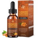 (2 Pack) Organic Turmeric Curcumin Supplement with Black Pepper and Ginger - Liquid Turmeric Extract Drops (with Cinnamon, Rosemary) - Podpora mobility a flexibility a stravitelné zdraví - 1 Fl Oz