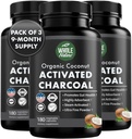 Kokosový aktivní Charcoal Kapsle, 180 Charcoal Kapsle, Bělení zubů, Pomáhá zácpa, Bloating, Žaludeční plyn, Heartburn, čistý kokos Derived dodatek (3)