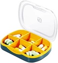 Týdenní pouzdro Pořadatel, Malé cestovní Pill Box Planner 6 Tray, Roztomilý kapesní peněženka Denní medicína Dispenser Upomínka na vitamín, dodatek, rybí olej, Kapsle, Tablet, Meds Storage Sorter