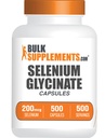 BulkSupplements.com Selenium Glycinate Kapsle - Selenium dodatek, Selenium 200mcg Kapsle - Essential Trace Mineral, Gluten Free, 1 Kapsle per Serving, 500 Počet (balení po 1)