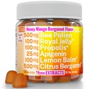 Bee Pollen Apigenin Citrus Bergamot Gummies w Organic Propolis Royal Jelly Med Lemon Balm Extract, Dodatek pro muže děti, Tincture kapky prášek kapsle Herb Kapsle doplňky Alt, Pollan Polen