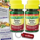 Jarní údolí Železné Tablety Dietní dodatek Hodnota Velikost 65 mg 200 CT 4 Pk Choice Bundle (800 Celkem) + Vitality Guide & Pill Container (6 položek)!