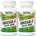 DEVA Vegan Omega33 DHA-EPA 500MG 2-Pack - No Karagenan, Non-Fish Oil Derived from Algae, Non-GMO, 60 Gelatin- Free Softgels Ea