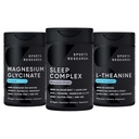 Sportovní výzkum Double Strength L- Theanine Doplněk pro Focus & Relaxation, Magnesium Glycinát pro Restful Sleep & Enzymatic Processes + Sleep Complex Melatonin- Free Vegan Kapsle
