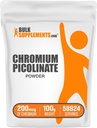 BulkSupplements.com Chromium Picolinate 200mcg Powder - Minerální doplňky - Gluten & Yaast Free, 200mcg chromu per Serving, 100g (3.5 oz) (balení po 1)
