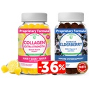 Lunakai Collagen a Elderberry Gummies Bundle - Anti Aging doplňky pro muže a ženy - Imunitní podpora pro dospělé a děti - Vegan, Non- GMO, No Corn Syrup, Želatina zdarma, Všechny přírodní černé Sambucus