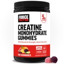 Force Factor Creatine Monohydrát Gummies, 5g Dávka pro muže a ženy na podporu svalů, síla, zotavení, kognitivní zdraví a paměť, tříděné ovocné příchutě, 150 Gummies