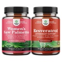 Balení ženské pily Palmetto a Resveratrol dodatek - Saw Palmetto Extract Kapsle s Maca Root & Biotin pro vypadávání vlasů a AMPK Metabolický aktivátor pro metabolismus Boost & Cellulární účinnost