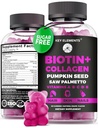 Vlasové kůže a nehty 10000mcg Gummies & Collagen Gummies - Biotin Vitamíny pro růst vlasů Dýňový olej, Saw Palmetto Extract & Vitamíny A B6 C D E - Biotin a kolagen doplňky