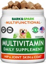 BARK & SPARK Dog Vitamíny a doplňky - Multivitamin Žvýkací ošetření pro psy - Glucosamine Chondroitin pro společnou podporu + Omega pro pleť & Coat + Probiotika - Multi Vitamin pro zdraví zvířat - 120Ct