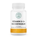Vitamin D3 + K2 Žvýkačky - 2000 IU Vitamin D a MK7 K2 (Menachinone- 7) - Třešňové ochucené tablety - Vitamin D + K2 dodatek pro dospělé a děti