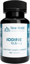 Nové světové zdraví Známky 12.5mg Jodové tablety - 90 Tablety - Esenciální stopový minerál pro růst, štítné žlázy a metabolické funkce - Snadné spolknutí, vysoká účinnost, rychlá absorpce