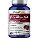 NusaPure White Willow Bark 20: 1 Extract, 200 mg Ekvivalentní k 4000mg, 200 Veggie Kapsle, Max Strength, (Non- GMO, Vegan)