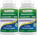Nejlepší Natural, Glucosamine Chondroitin MSM doplňky, 2600 mg na porci, 90 Kapsle (90 Počet (Balení po 2))