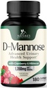 D-Mannose dodatek 1,350 mg s Cranberry & Hibiscus - Efektivní Fast- acting, Flush nečistoty pro přírodní močová měchýř, Močová Trakt Zdravotní podpora, pro ženy a muže, Non- GMO, Vegan, 180 Kapsle