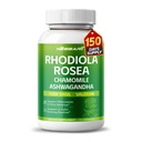 RHODIOLA ROSEA Supplement- 11- in-1 Natural Blend with Heamomile L- Theanine Ashwagandha Holy Basil Valerian Passionflower - 150 Count - Made & Tested in The USA