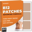 B12 Záplaty (balení po 60) - 100% přírodní záplata pro ženy a muže - Firmování, Energie, Focus & Body Support - Vylepšený vzorec