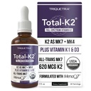 Total K2 ® IR 124; Vitamin K2 as MK7 & MK4 IR 124; Plus K1 & Vitamin D3 Kofaktor - 620 mcg K2 per Serving - All- Trans MK7 from MenaQ7 ® - Full- Spectrum Vitamin K - Vegan, Organic Certified (Liquid 1 oz)