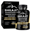 Shilajit Kapsle - 20,000mg Čisté Himalájské organické Shilajit pro muže a ženy s Ashwagandha, Podporuje Vitalitu a Wellness, Premium Shilajit Čisté Himalájské Dodatek, 120 Kapsle